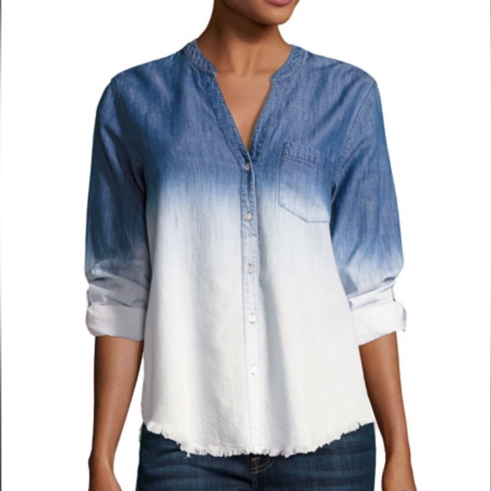 Soft Joie Normana Button Down Ombre Shirt in Blue
